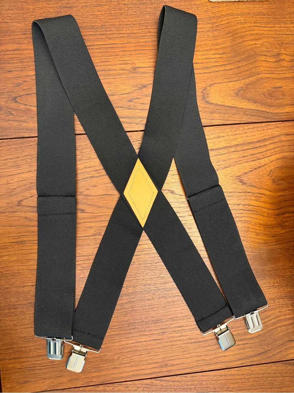 Black Elastic Suspenders with Diamond Accent